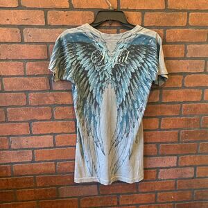 GREY & BLUE ANGEL WINGS MCBLING TRASHY Y2K SINFUL TOP